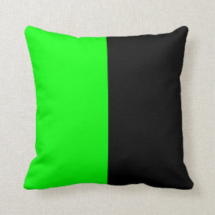 Coussin Couleur fendue de noir et de vert au néon