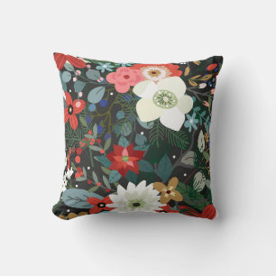 Coussin Couleur Florale Sombre Élégante Moderne Tendance G