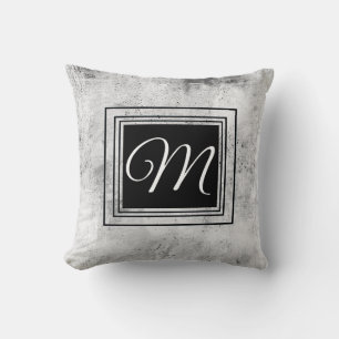 Coussin couleur gris noir gras monogramme personnalisé