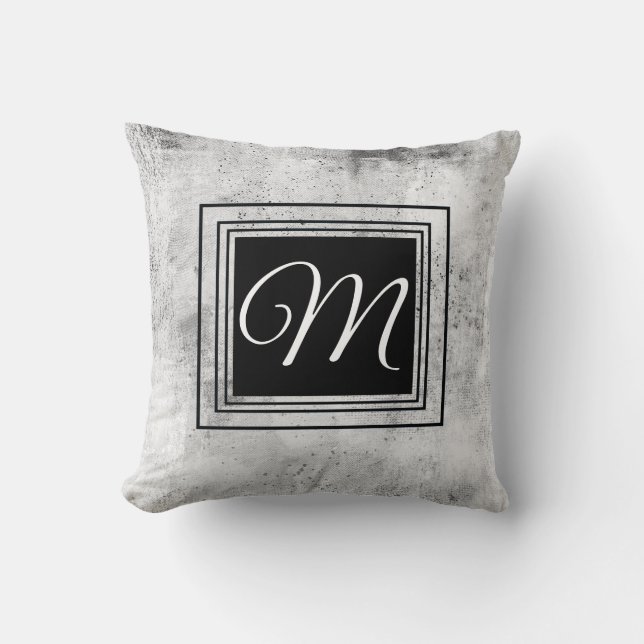 Coussin couleur gris noir gras monogramme personnalisé (Recto)