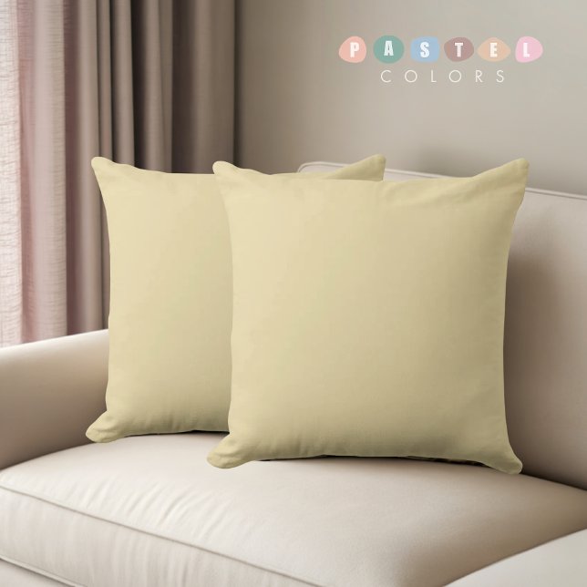Coussin Couleur jaune banane pastel clair et souple (Solid Soft Light Pastel Banana Yellow Color Throw Pillow)