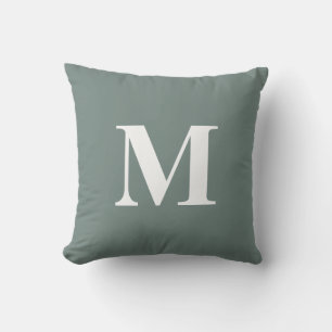 Coussin Couleur modifiable vert Monogramme blanc initial