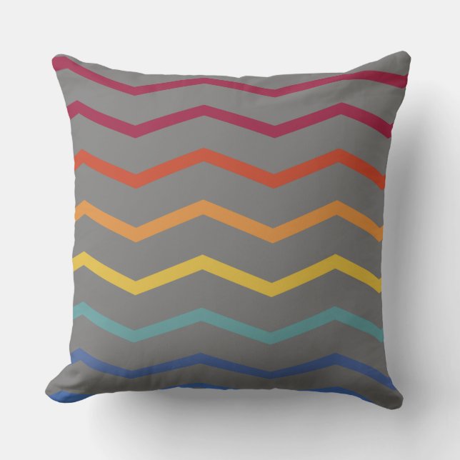 Coussin Couleur Motif Zigzag Jeu d'oreiller (Recto)