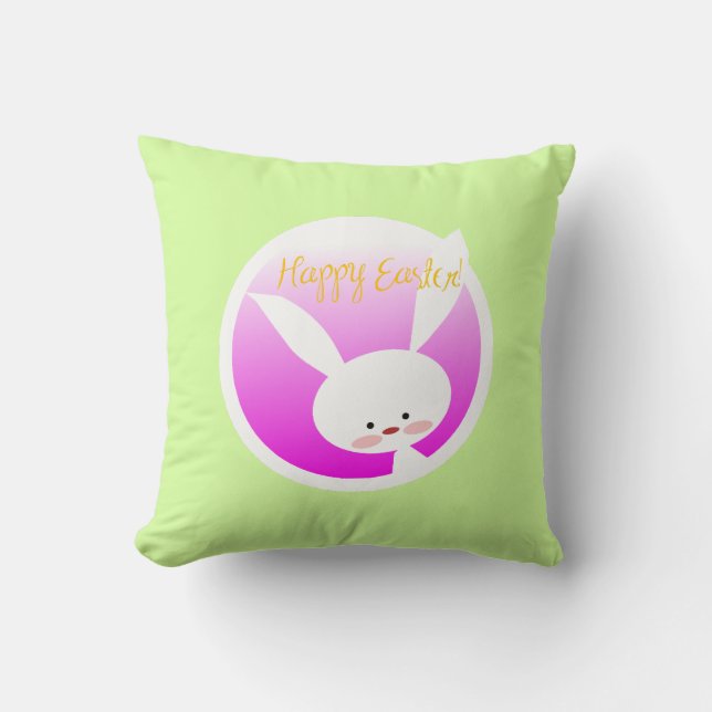 Coussin Couleur Pastel mignonne Lapin de Pâques Joyeux Pâq (Recto)