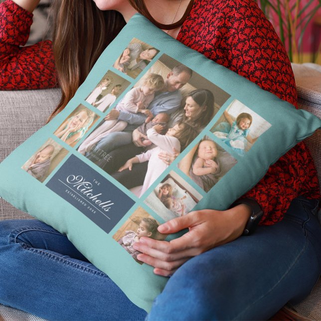 Coussin Couleur personnalisée Élégant Script Famille Colla (Créateur téléchargé)