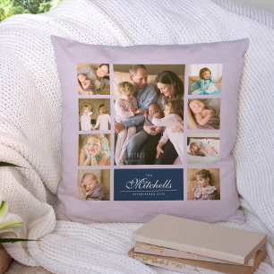 Coussin Couleur personnalisée Élégant Script Famille Colla