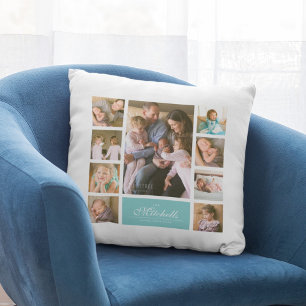 Coussin Couleur personnalisée Élégant Script Famille Colla