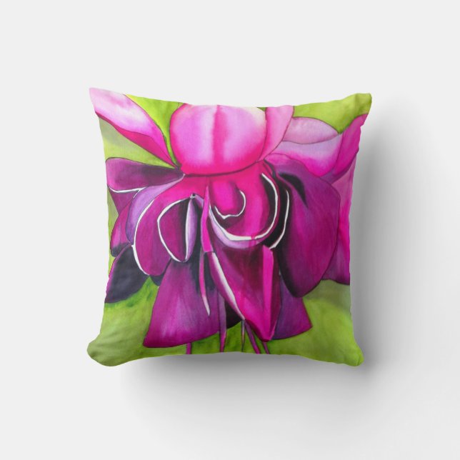 Coussin Couleur pour aquarelle fuchsia rose de fleur d'art (Recto)