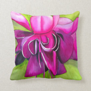 Coussin Couleur pour aquarelle fuchsia rose de fleur d'art