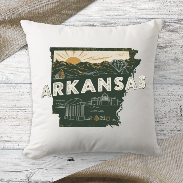 Coussin Couleur Rétro de l'État d'Accueil Arkansas  (Créateur téléchargé)