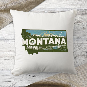 Coussin Couleur Rétro de l'État d'origine Montana