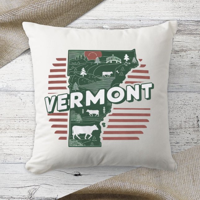 Coussin Couleur Rétro de l'État d'origine Vermont (Créateur téléchargé)