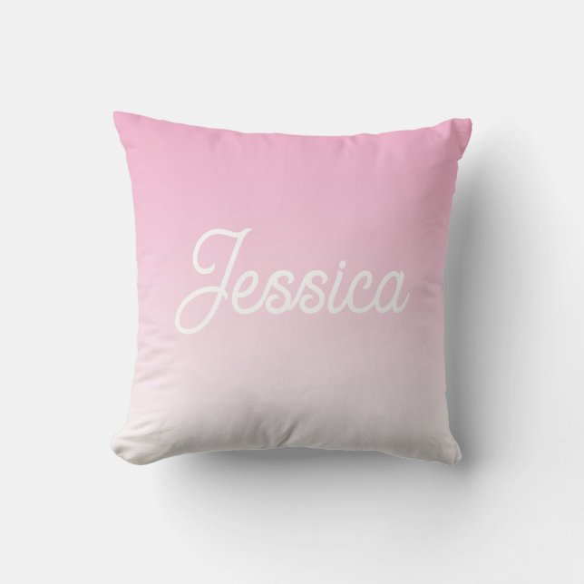 Coussin Couleur rose clair ombrée (modifiable) et votre te (Recto)