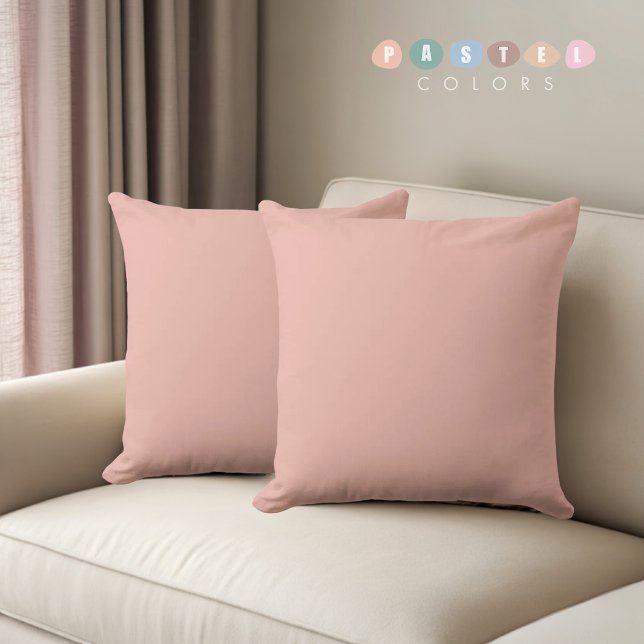 Coussin Couleur rose Saumon pâle et douce (Solid Soft Light Pastel Peach Salmon Pink Color Throw Pillow)