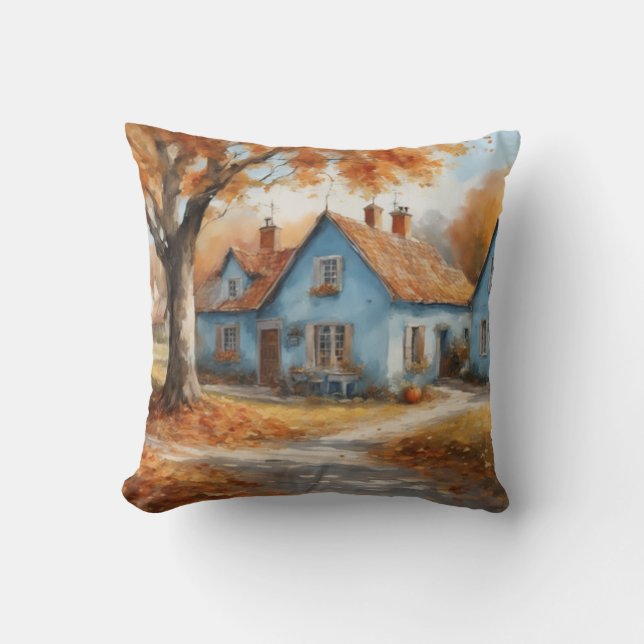 Coussin Couleur Rustique Feuilles Décoratives (Recto)