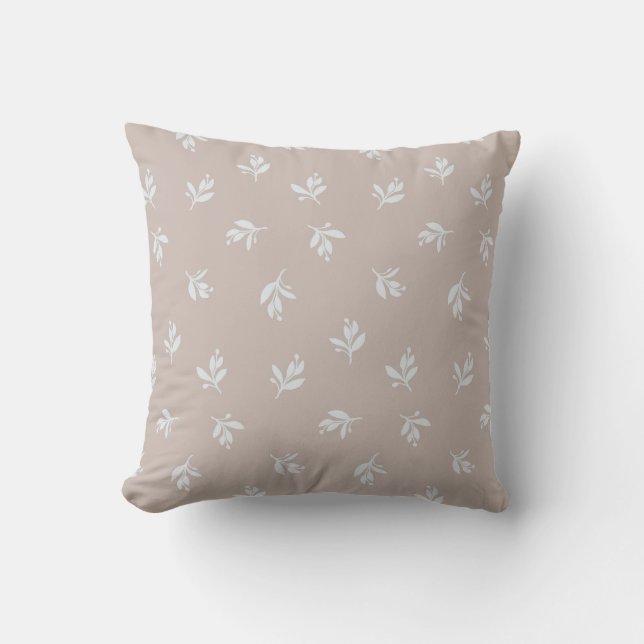 Coussin Couleur terre verte simple feuille floral (Recto)
