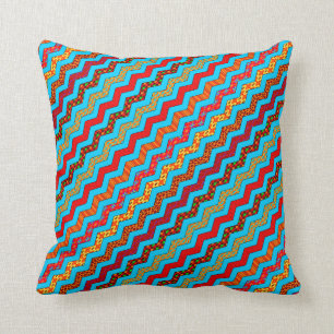 Coussin Couleur Turquoise Stripes Zig Zag