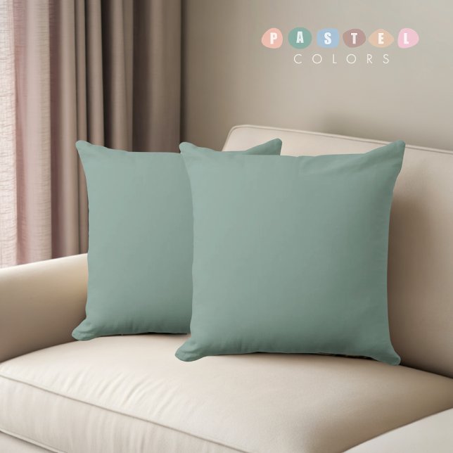 Coussin Couleur Turquoise verte Soft Light Pastel (Solid Soft Light Pastel Sage Teal Green Color Throw Pillow)