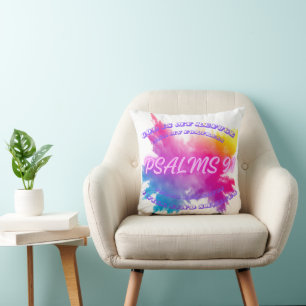 Coussin Couleur vive éclaboussures Psaume 91