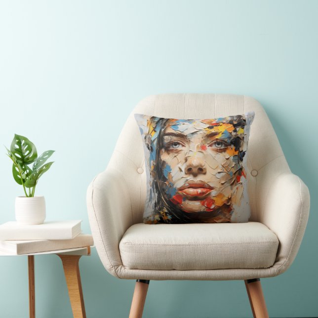 Coussin Couleurs Abstraites du visage féminin (Chaise)