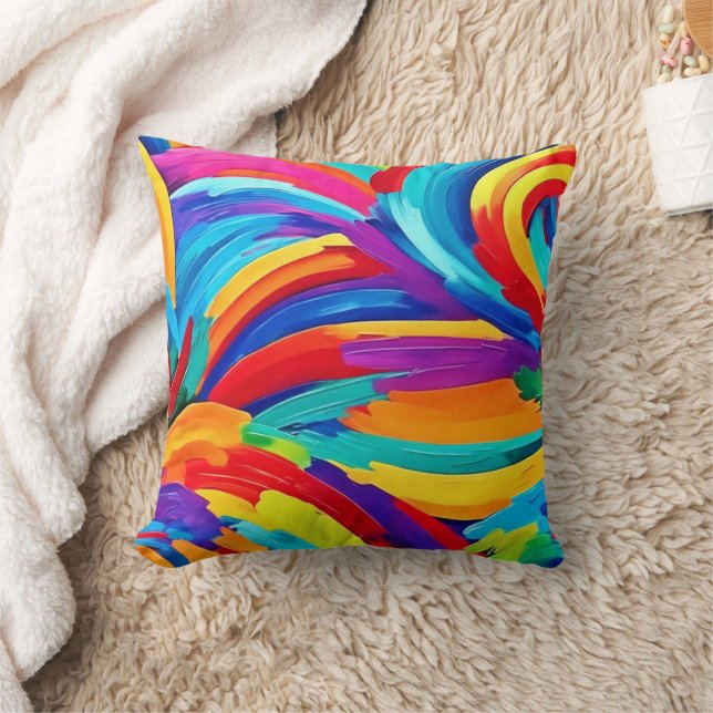 Coussin Couleurs Abstraites qui scintillent Peinture Art (Couverture)