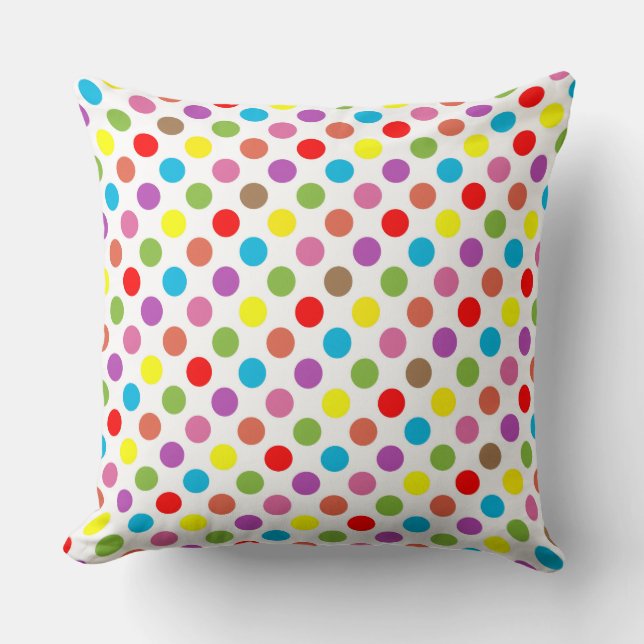 Coussin Couleurs arc-en-ciel motif pois (Recto)