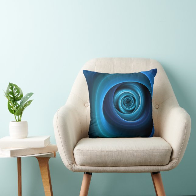 Coussin Couleurs bleu spirale 3D Art Abstrait fractal mode (Chaise)