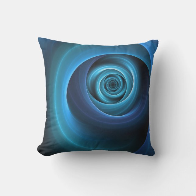 Coussin Couleurs bleu spirale 3D Art Abstrait fractal mode (Recto)