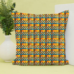 Coussin Couleurs Brown et bleues Pixel art abstrait 8 bits