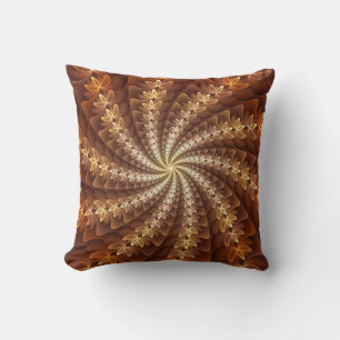 Coussin Couleurs chaudes, motif d'art fractal moderne trip