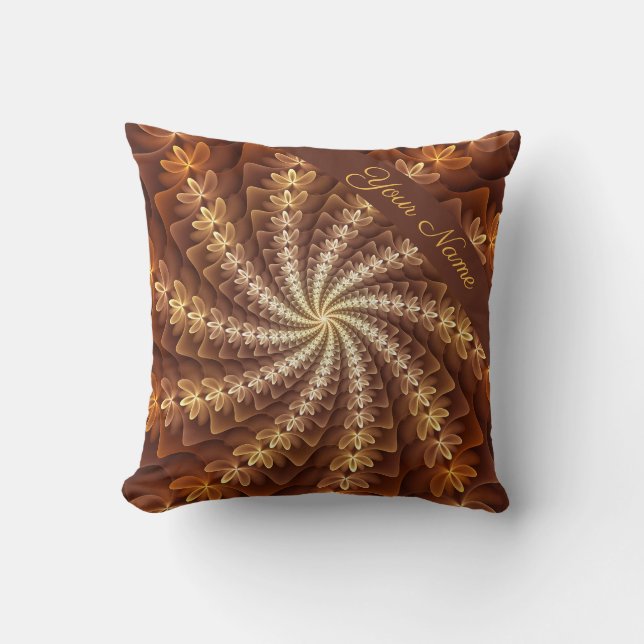 Coussin Couleurs Chaudes, Nom de Motif Fractal Moderne Tri (Recto)