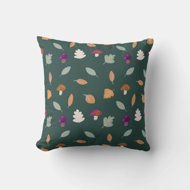 Coussin Couleurs d'automne avec Feuille et champignons Mot (Recto)