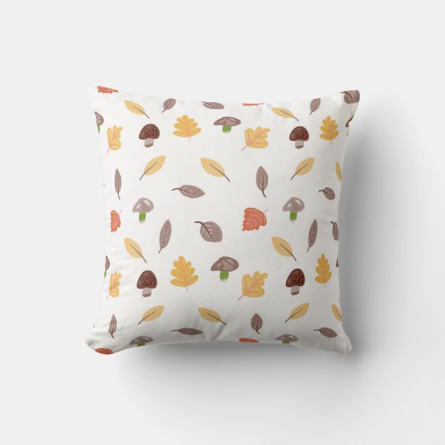 Coussin Couleurs d'automne avec Feuilles et champignons (Recto)