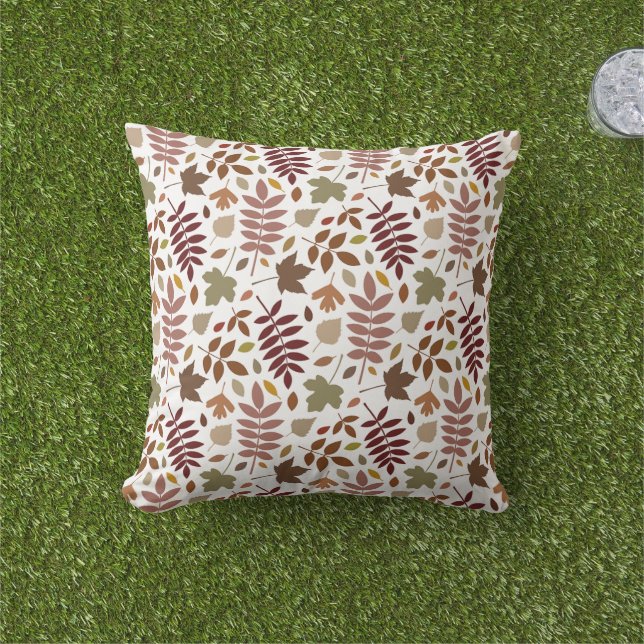 Coussin Couleurs d'automne du Motif rpt Feuille déchiré su (Herbe)