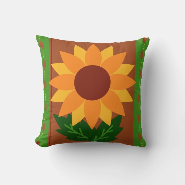 Coussin Couleurs d'automne du tournesol (Recto)