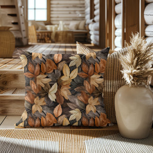 Coussin Couleurs d'Automne Motif Aquarelle Feuilles d'Auto