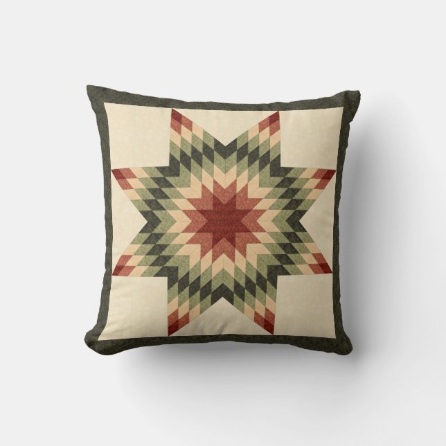 Coussin Couleurs d'automne, motif de courtepointe Lone Sta (Recto)