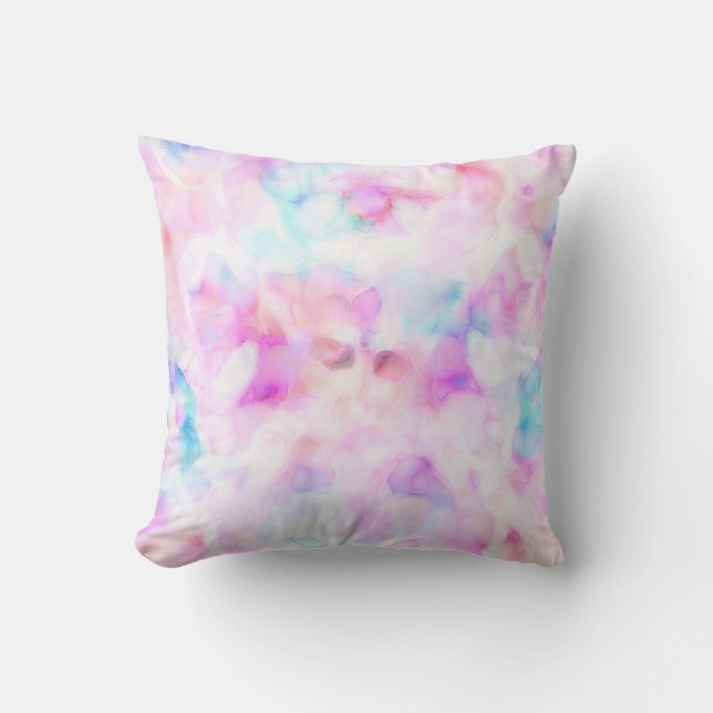 Coussin Couleurs de barbe à papa aquarelle glamour (Recto)