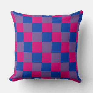 Coussin Couleurs de bisexualité à damiers motif lancer l'o