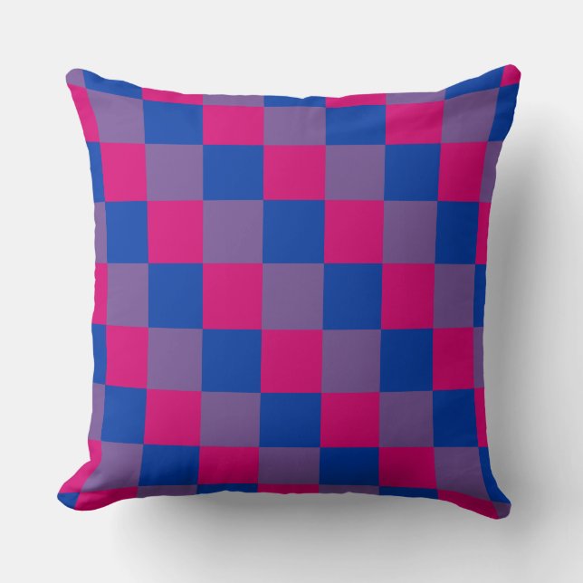 Coussin Couleurs de bisexualité à damiers motif lancer l'o (Recto)