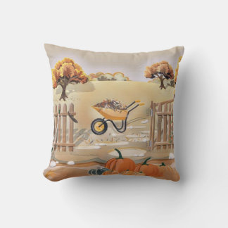 Coussin Couleurs de chute vintage automne citrouilles aqua