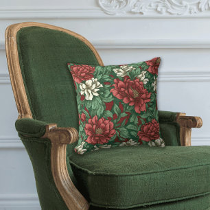 Coussin Couleurs de Noël Vintage Floral Chintz