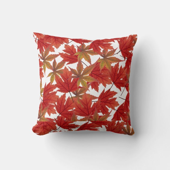 Coussin Couleurs des feuilles rouges brillantes (Recto)