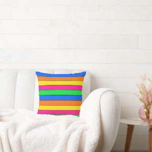 COUSSIN COULEURS FLUORO NEON CLAIR LIGNES ORANGE JAUNE ROS