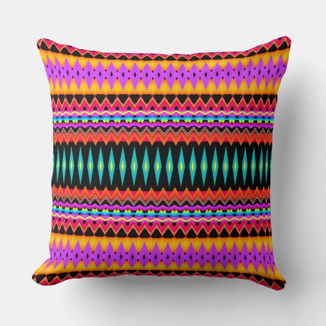 Coussin Couleurs lumineuses de fiesta de fractale (Recto)