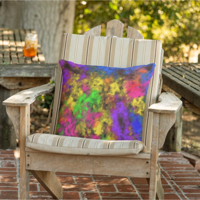 Coussin Couleurs Néon Acrylique Tache Éclaboussure Abstrai (Chaise)