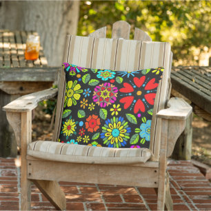 Coussin Couleurs Néon Sur Motif Floral Rétro Sans Couture