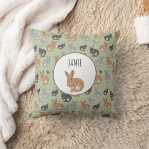 Coussin Couleurs neutres du Motif de lapin mignon personna