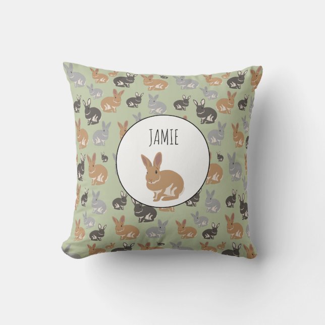 Coussin Couleurs neutres du Motif de lapin mignon personna (Recto)