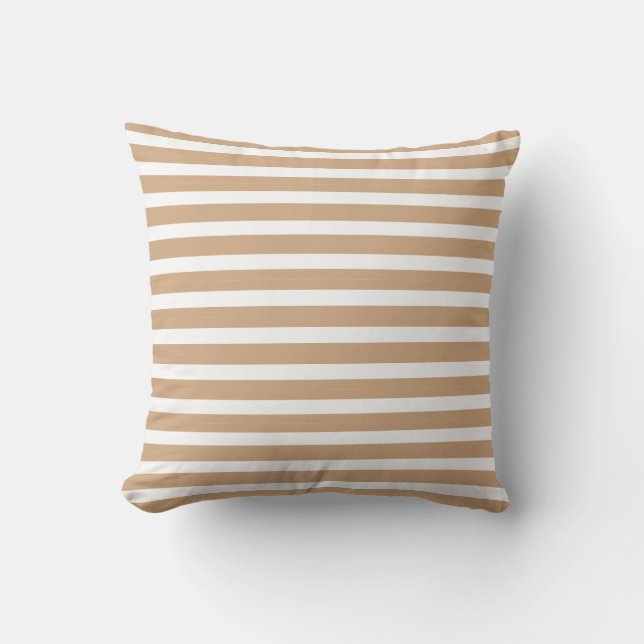 Coussin Couleurs neutres rayures café et crème (Recto)